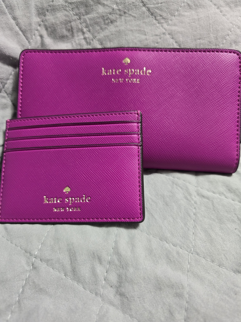 kate spade Baja Rose Leather Zip Wallet with Matching Card Holder